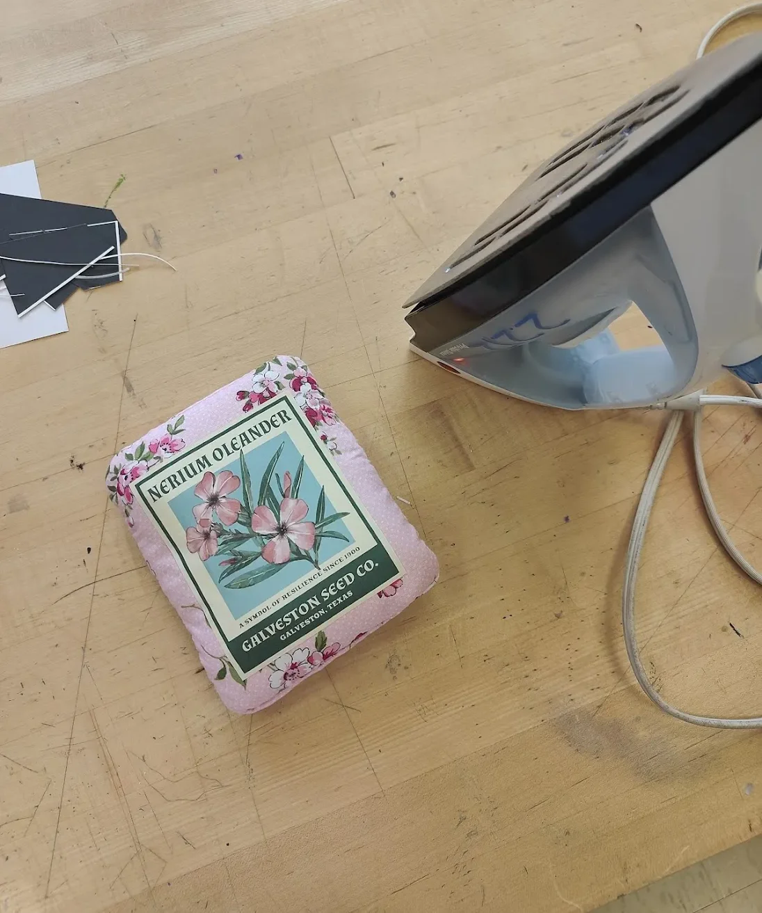 Ironing transfer onto pouch